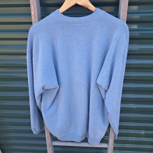 Fedeli 100% Cashmere Mens Size 48 Reversible Sweater Light Navy Blue Italian - Picture 4 of 7