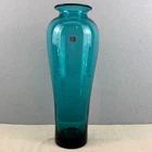 VTG Blenko 8310M Teal Glass Amphora Vase 15" MCM Art Glass Stickers
