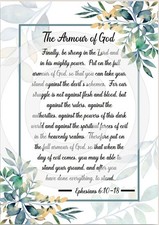 The Armour Of God . Ephesians 6:10-18 . A5 Card Faith Christian Inspirational