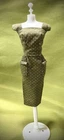 Vtg Mattel  Barbie Doll Dress ~ Olive Green Sheath W/Polka Dots & Gold Buttons