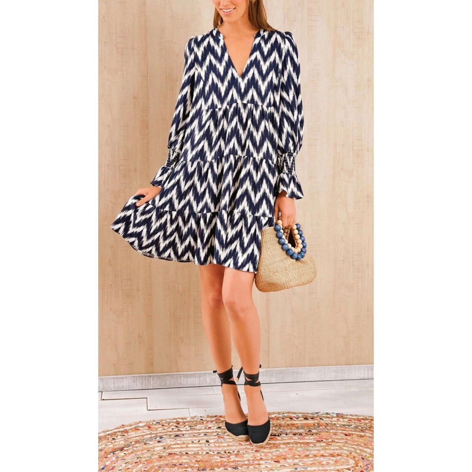Tuckernuck Pomander Place Ikat Kenzo Swing Dress Navy Blue Short Womens Medium