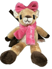 Dan Dee Clarice 12  Plush Rudolph The Red Nosed Reindeer Pink Bow Scarf Stuffed