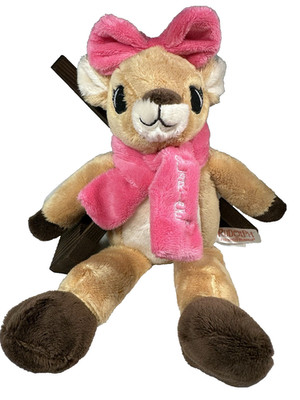 Dan Dee Clarice 12  Plush Rudolph The Red Nosed Reindeer Pink Bow Scarf Stuffed