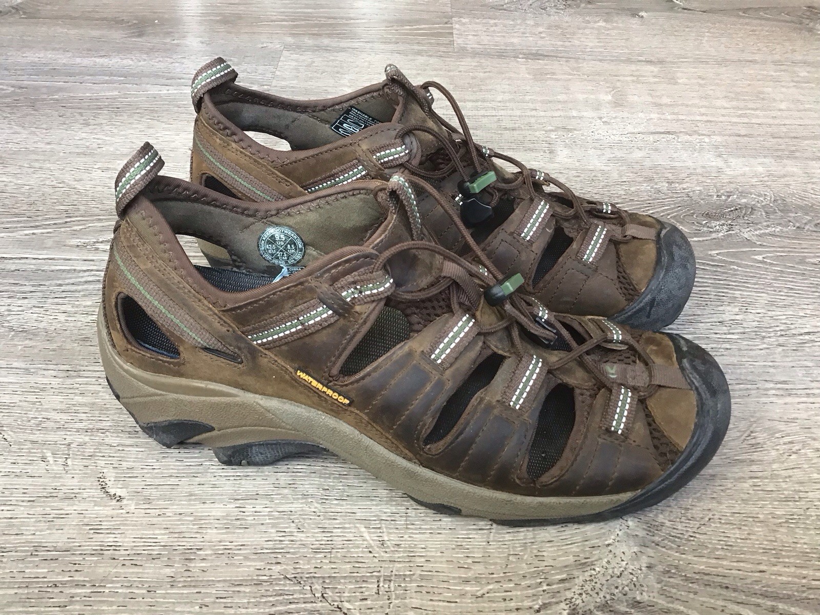 Sandali Keen Outdoor Impermeabili Uomo Taglia 9 5 Pelle Marrone 1226 SBBG Escursionismo