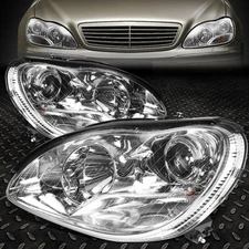 FOR 2000-2006 MERCEDES S-CLASS W220 PAIR CHROME HOUSING PROJECTOR HEADLIGHTS SET