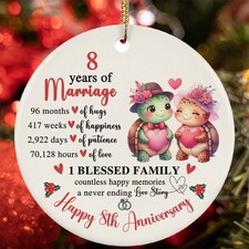 Happy 8th Anniversary Ornament Funny Turtles 8 Year Of Marriage Christmas Gift