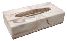 Vintage Pink Marble Acrylic Tissue Kleenex Holder Cover Rectangle With Base 10"