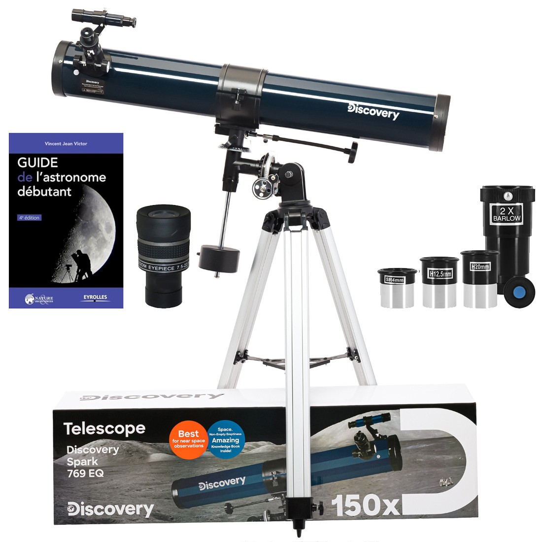 Télescope Discovery Spark 769 EQ Newton pour initiation astronomie et observation des étoiles