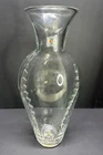 Vintage Blenko Glass Crystal (Clear) 13.5” Tall Vase Ribbed Design W/label