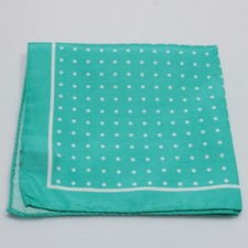 Marchesi di Como NWOT Silk / Linen Blend Pocket Square In Blue with White Dots