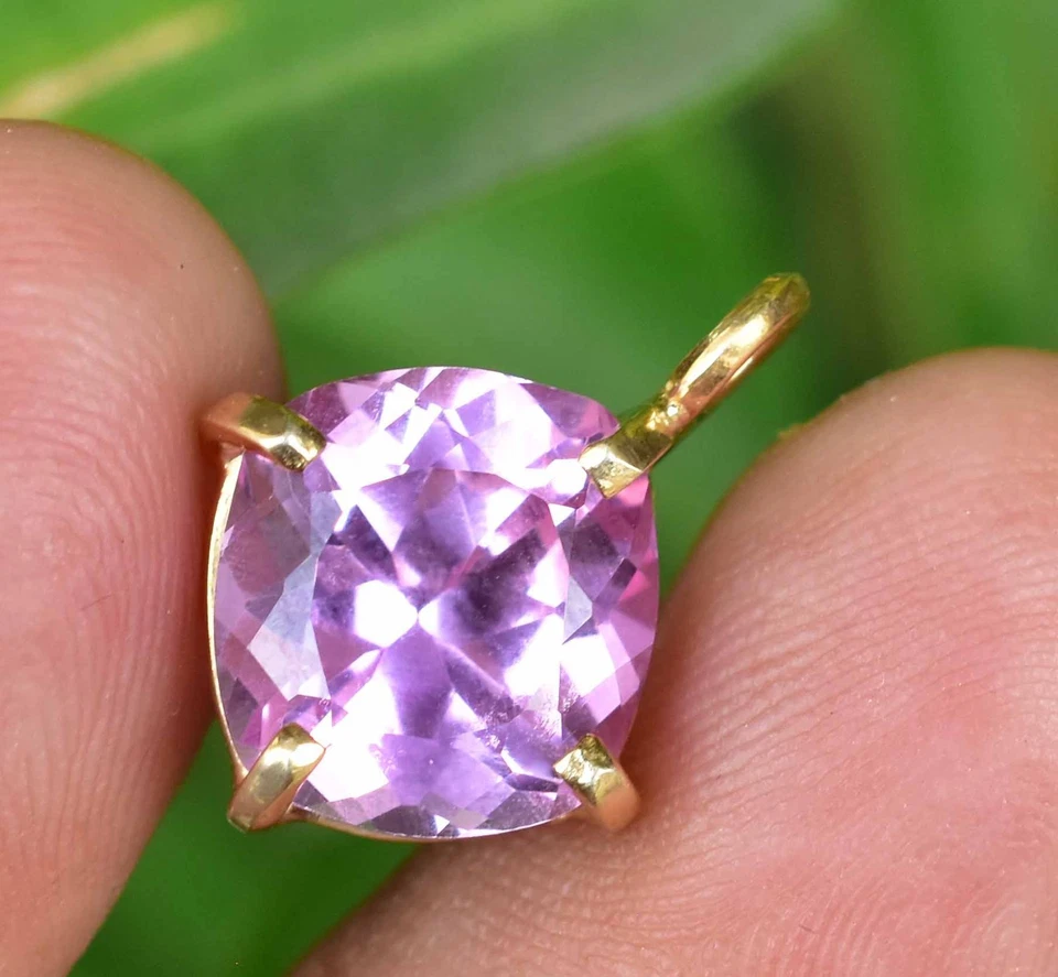 Rosa Naturale Zaffiro 925 Argento Sterling Donna Ciondolo Agrati Certificato - Immagine 2 di 4