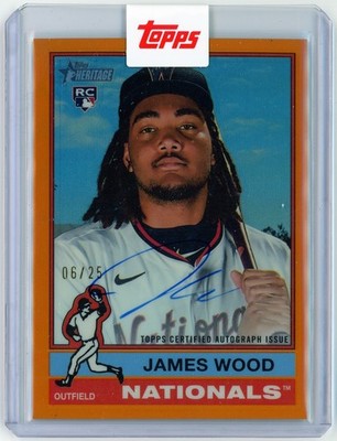 James Wood RC 2025 Topps Heritage Chrome Auto Orange Border 06/25 FACTORY SEALED