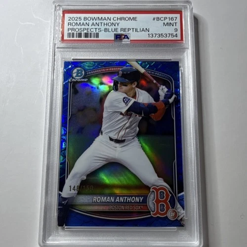 Bowman 2025 Chrome Roman Anthony #BCP-167 Blue Reptilian /150 PSA 9 Red Sox