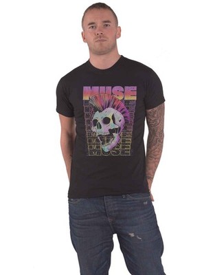 Muse T Shirt Mowhawk Skull Band Logo Official Mens Black
