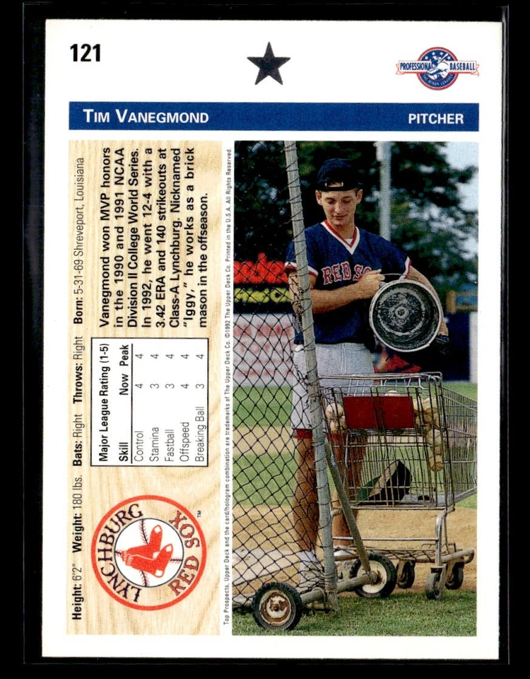 1992 Upper Deck Minor League Tim Vanegmond #121 - Image 2 of 2