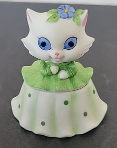 Vtg Lefton Anthropomorphic Cat Kitten Kitty Pink Trinket Ring Box 2320 Figure