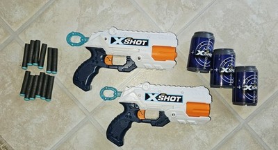 ZURU X-SHOT EXCEL DOUBLE REFLEX 6-SHOT ROTATING DART BLASTERS w/ Darts & Targets