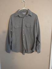 Vtg Five Brother Flannel Shirt Mens Large Gray Chamois Made in USA