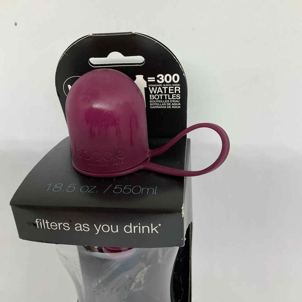Botella de agua Bobble, filtro con tapa rosa oscuro suave al tacto, nueva 18,5 OZ Foto 2 de 4