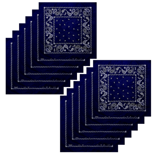 12er Pack Bandanas 100 % Baumwolle 22 x 22 Zoll groß Mehrzweck Paisley Schal Maske - Bild 34 von 35