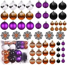 Pack of 56 Halloween Hanging Ball Ornaments, Shatterproof Balls Spider Bat Ornam