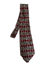 Italian silk tie with geometric diamond pattern in maroon, teal, and beige 56