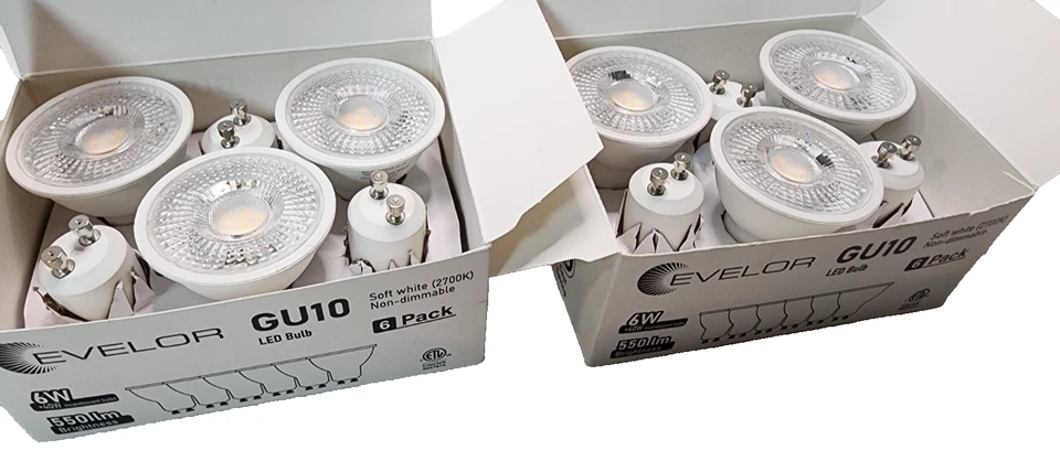 EVELOR GU10 LED 6-Pack Light Bulb Soft White (2700K ) Non-Dimmable 6W, Pack of 2 - Image 2 of 4