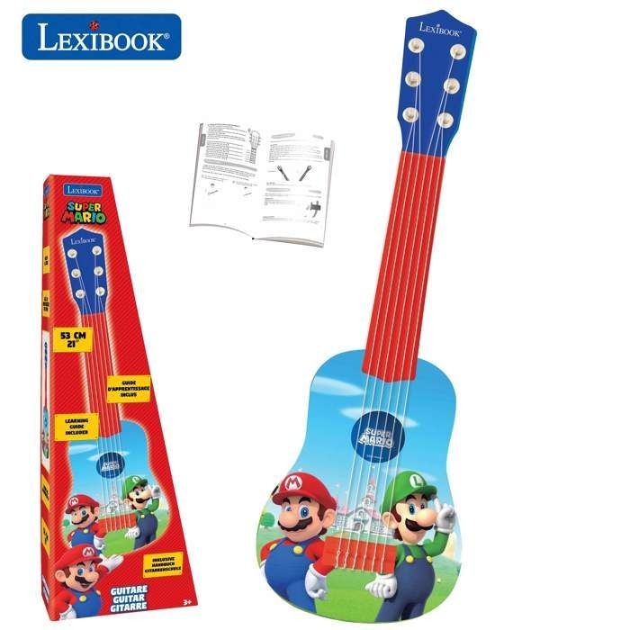 Guitare Enfant Lexibook Super Mario Instrument Éveil 6 Cordes 53cm Bleu
