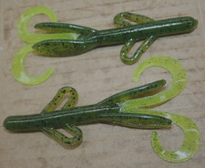 4" Baby Hog Brush Hog Style Watermelon Chartreuse Tail 80 count bulk bag worms