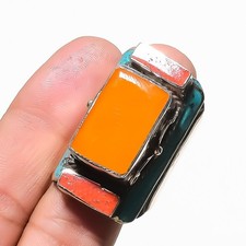 Yellow Coral Turquoise Gemstone Ring Tibetan Boho Nepali Jewelry 10.75" NR 3286