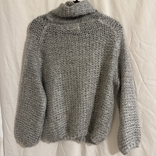 DREAMERS women size S/M gray open knit cowl neck fuzzy tunic sweater - Picture 3 of 5