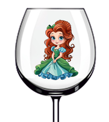 12x bunte Cartoon Prinzessin Vinyl Aufkleber Abziehbild Becher Weinglas Flasche Tasse