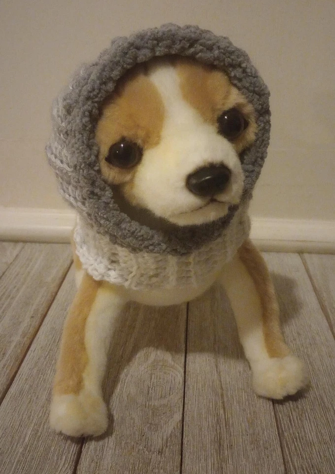 handmade crochet dog pet hood hat cat snood xs small slate gray - Image 3 of 4