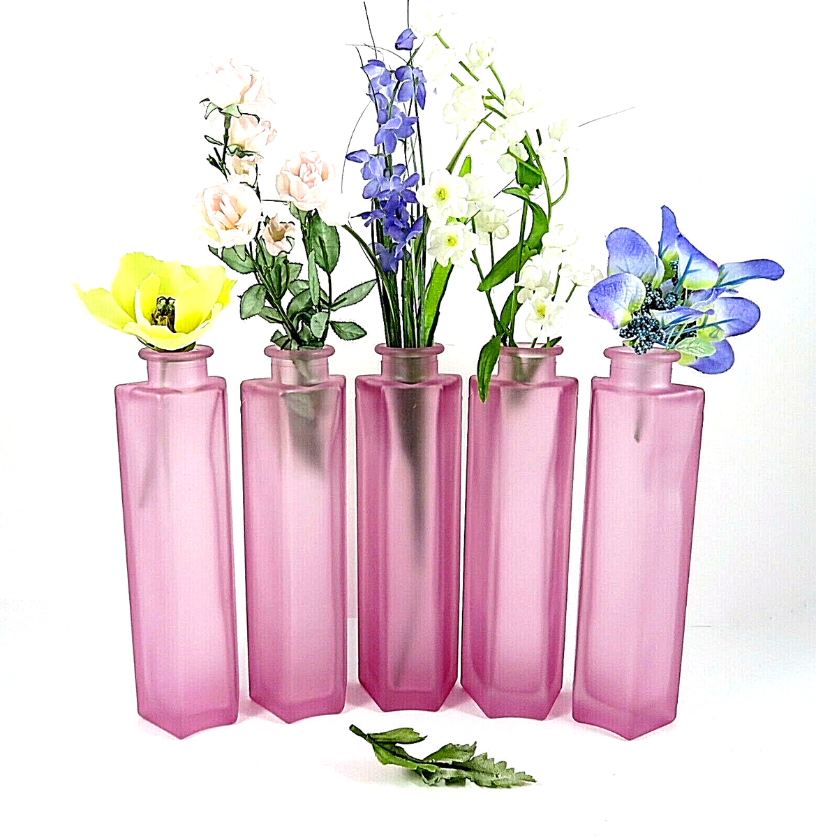 IKEA Pink Satin Frosted Glass Vase Bottles Pc Can Be Arranged In