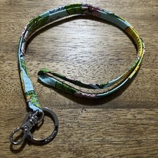 Vera Bradley Lanyard Clip  Key Ring / Keychain Multicolor Flower Silver Tone