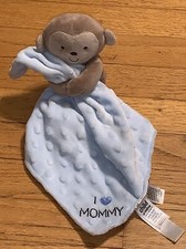 Child of Mine Monkey I Love/Heart Mommy Monkey Rattle Security Blanket/Lovey