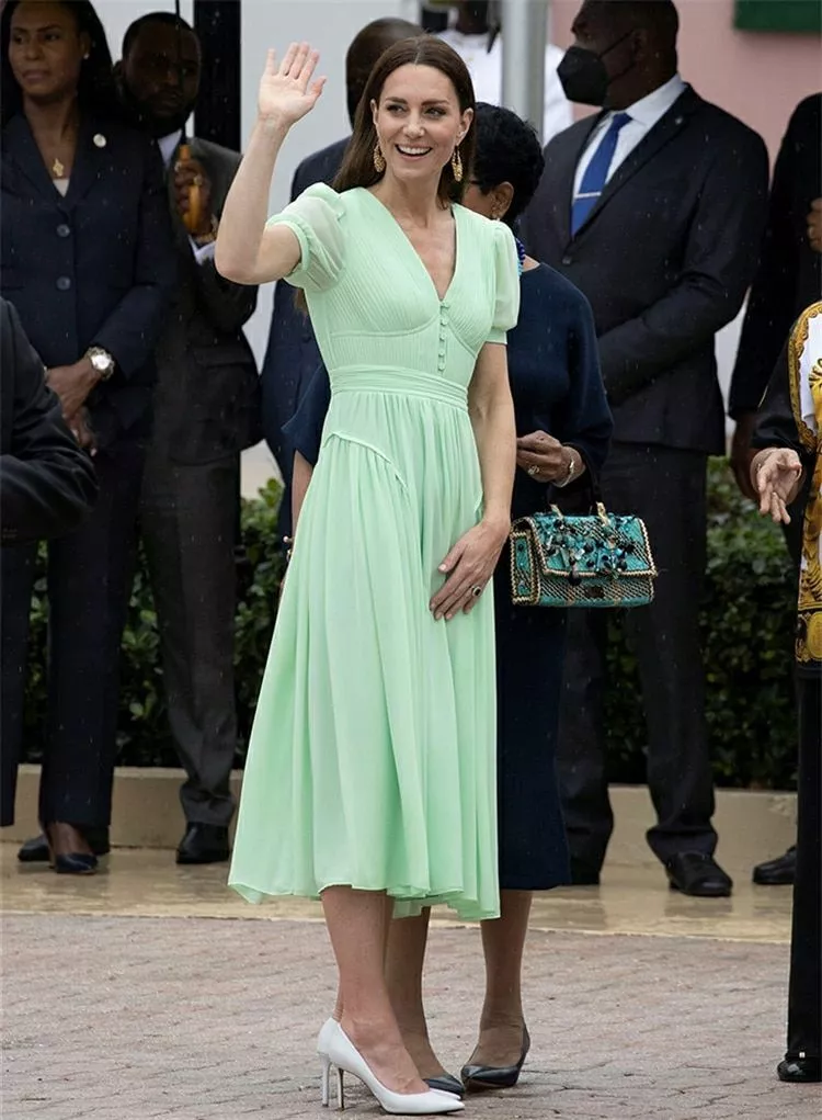 Princess Kate Designer Elegant Casual Party V Neck Short Sleeve