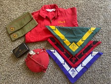 LOT of Assorted Boy Scout Jacket/hats/scarves/canteen/more