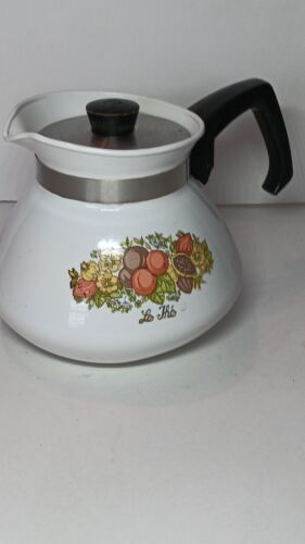 Corning Ware Vintage Coffee Tea Pot Kettle 6 Cup P-104 Spice Of Life with lid - Picture 1 of 7