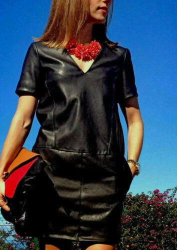 Zara Faux Leather Casual Mini Dresses for Women