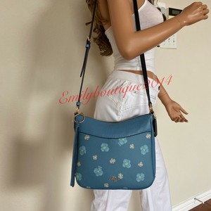 coach chaise pansy print leather crossbody