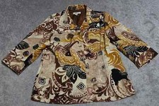 Coldwater Creek Blazer Jacket Womens Size 12 Multicolor Printed 3/4 Sleeve Lined