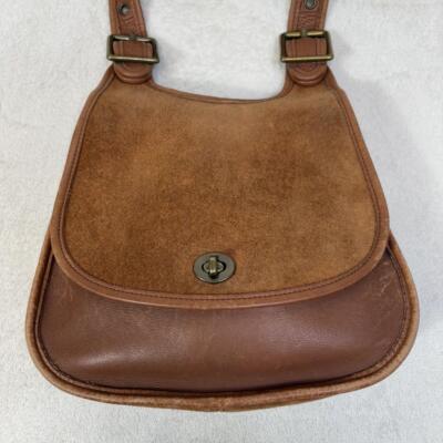 COACH old Coach 9014 Berkeley Saddle Bag Brown Pebbled Leather