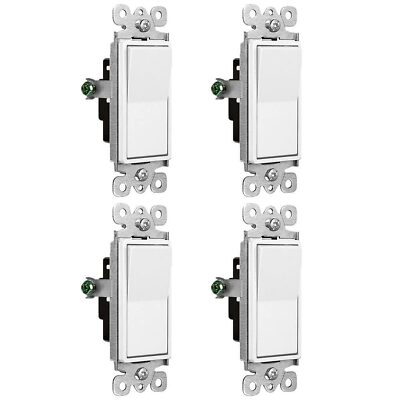 4PCS Single Pole Decorative Light Switch 120/277V Decorator Paddle ...