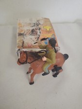 Vintage NOS Indian Horse Wind Up Wild West Riding Horse Galloping Action w Box