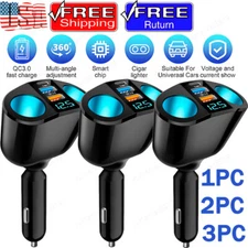 Car Cigarette Lighter Adapter Charger 2 Way Dual Socket Splitter Plug USB Outlet
