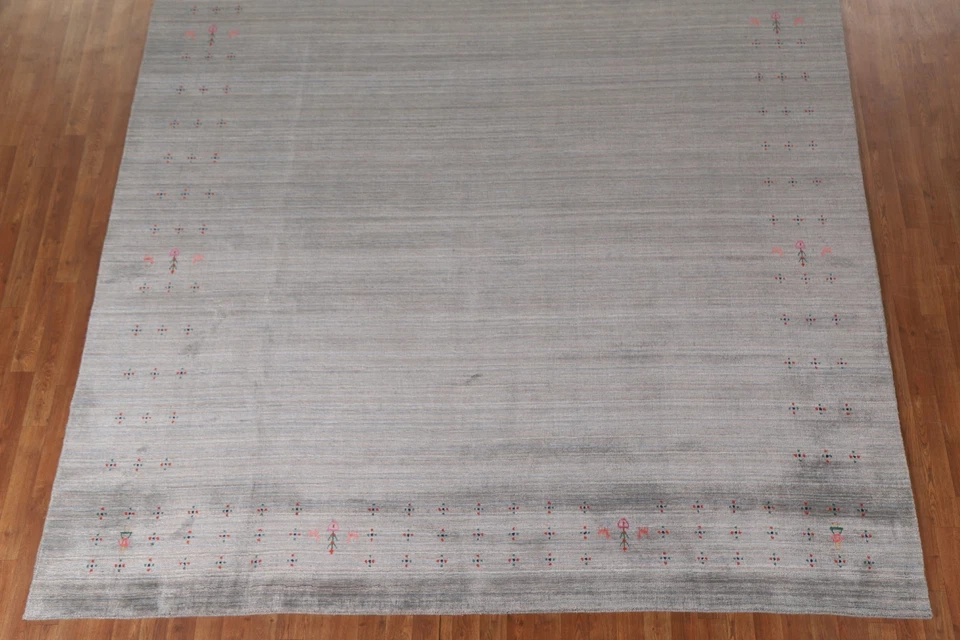 Living Room Area Rug 9x12 ft.Handmade Gray Gabbeh Oriental Wool Carpet - Image 4 of 4