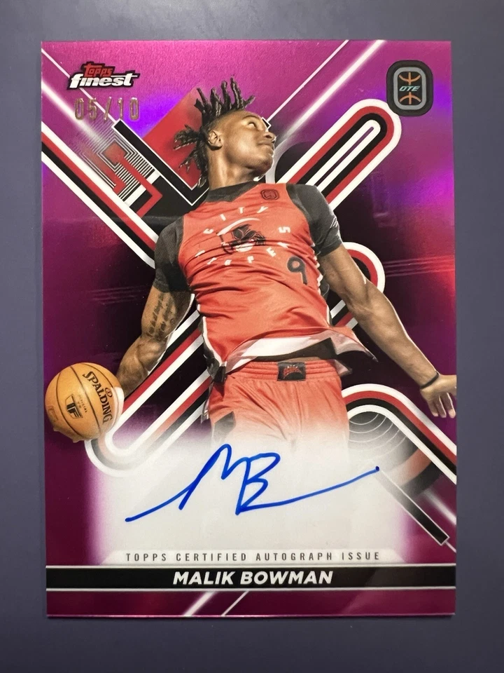 2022-23 Topps Finest OTE Malik Bowman Fuchsia Auto Refractor SSP /10 - Image 2 of 4