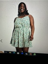 ASOS Pieces Green Floral Curve Button Front Mini Slip Dress Size 20 EU48