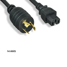 10x 8ft 14AWG Power Cable NEMA L6-20P to IEC-603203 C15 15A/250V SJT Lock